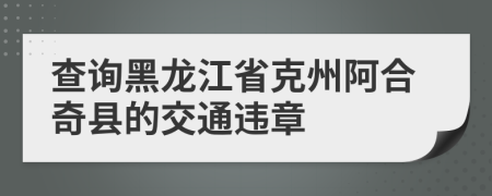 查询黑龙江省克州阿合奇县的交通违章