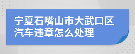 宁夏石嘴山市大武口区汽车违章怎么处理