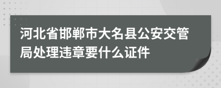 河北省邯郸市大名县公安交管局处理违章要什么证件