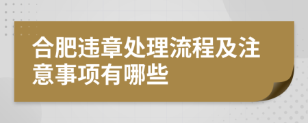 合肥违章处理流程及注意事项有哪些