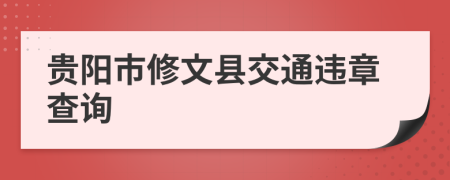 贵阳市修文县交通违章查询