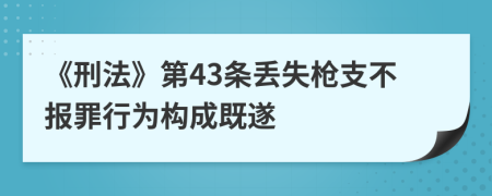 《刑法》第43条丢失枪支不报罪行为构成既遂