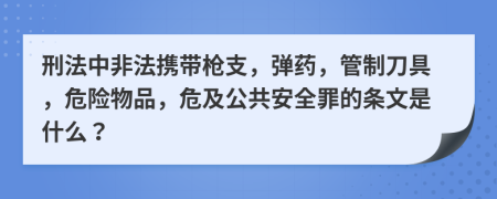 刑法中非法携带枪支，弹药，管制刀具，危险物品，危及公共安全罪的条文是什么？