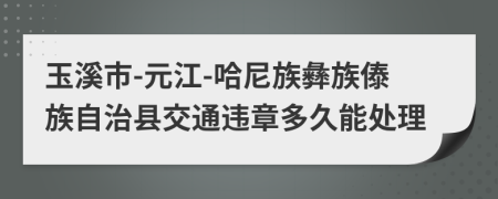 玉溪市-元江-哈尼族彝族傣族自治县交通违章多久能处理