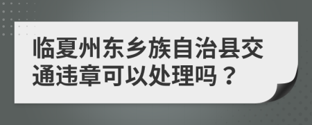 临夏州东乡族自治县交通违章可以处理吗？