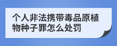 个人非法携带毒品原植物种子罪怎么处罚