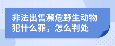 非法出售濒危野生动物犯什么罪，怎么判处