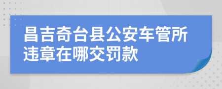 昌吉奇台县公安车管所违章在哪交罚款