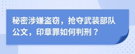 秘密涉嫌盗窃，抢夺武装部队公文，印章罪如何判刑？