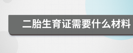 二胎生育证需要什么材料