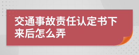 交通事故责任认定书下来后怎么弄