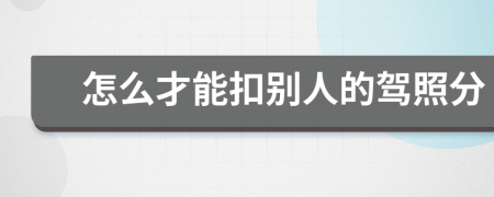 怎么才能扣别人的驾照分