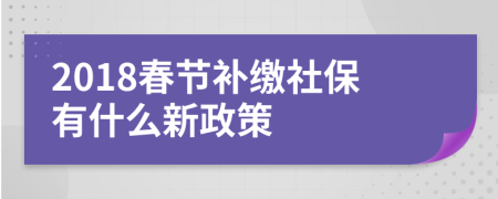 2018春节补缴社保有什么新政策