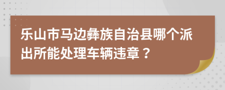 乐山市马边彝族自治县哪个派出所能处理车辆违章？