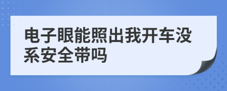 电子眼能照出我开车没系安全带吗