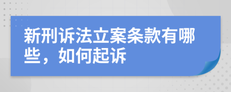 新刑诉法立案条款有哪些，如何起诉