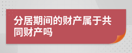 分居期间的财产属于共同财产吗