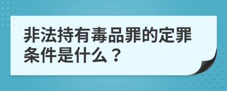 非法持有毒品罪的定罪条件是什么？