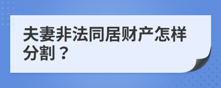 夫妻非法同居财产怎样分割？