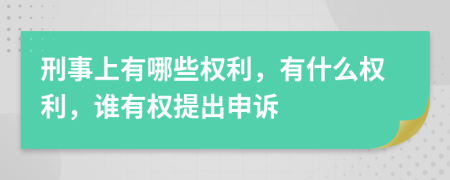 刑事上有哪些权利，有什么权利，谁有权提出申诉