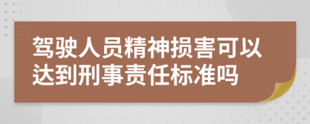 驾驶人员精神损害可以达到刑事责任标准吗