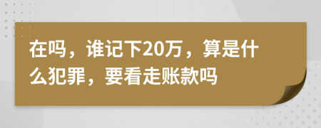 在吗，谁记下20万，算是什么犯罪，要看走账款吗