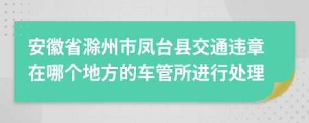 安徽省滁州市凤台县交通违章在哪个地方的车管所进行处理