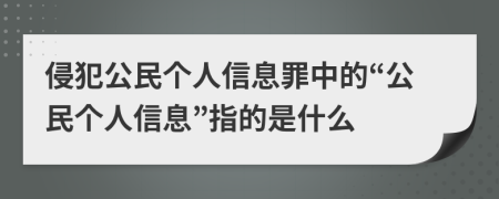 侵犯公民个人信息罪中的“公民个人信息”指的是什么