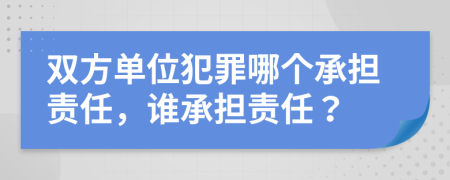 双方单位犯罪哪个承担责任，谁承担责任？