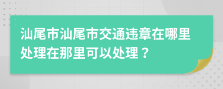 汕尾市汕尾市交通违章在哪里处理在那里可以处理？