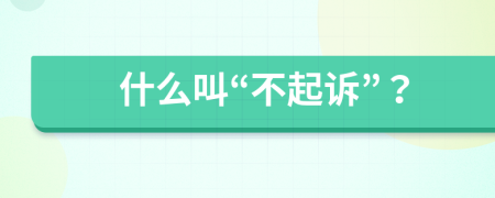 什么叫“不起诉”？