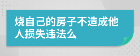 烧自己的房子不造成他人损失违法么