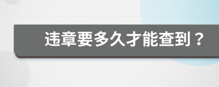 违章要多久才能查到？