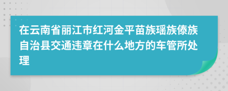 在云南省丽江市红河金平苗族瑶族傣族自治县交通违章在什么地方的车管所处理