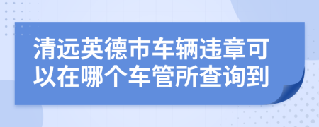 清远英德市车辆违章可以在哪个车管所查询到