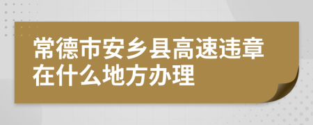 常德市安乡县高速违章在什么地方办理