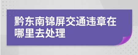 黔东南锦屏交通违章在哪里去处理