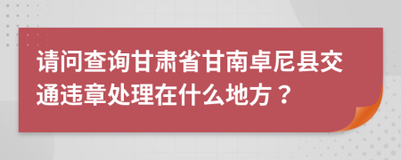 请问查询甘肃省甘南卓尼县交通违章处理在什么地方？