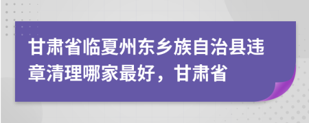 甘肃省临夏州东乡族自治县违章清理哪家最好，甘肃省