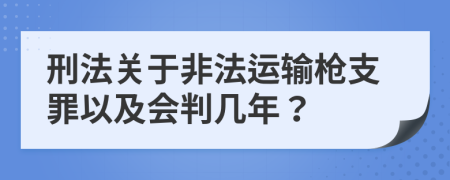 刑法关于非法运输枪支罪以及会判几年？