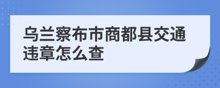 乌兰察布市商都县交通违章怎么查