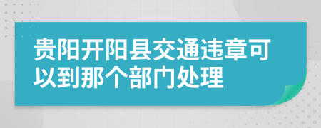 贵阳开阳县交通违章可以到那个部门处理