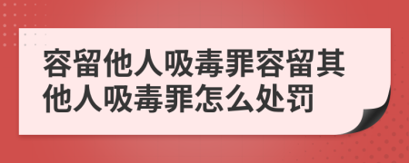 容留他人吸毒罪容留其他人吸毒罪怎么处罚