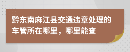 黔东南麻江县交通违章处理的车管所在哪里，哪里能查