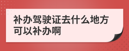 补办驾驶证去什么地方可以补办啊