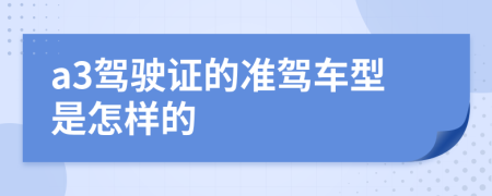 a3驾驶证的准驾车型是怎样的
