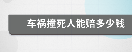 车祸撞死人能赔多少钱