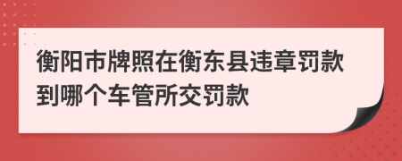 衡阳市牌照在衡东县违章罚款到哪个车管所交罚款