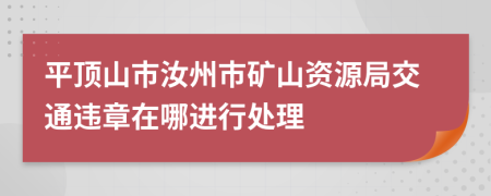 平顶山市汝州市矿山资源局交通违章在哪进行处理