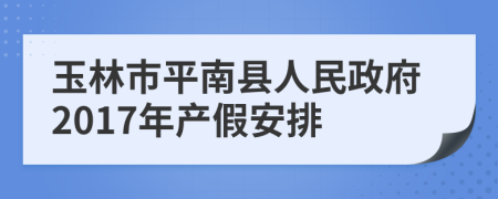 玉林市平南县人民政府2017年产假安排